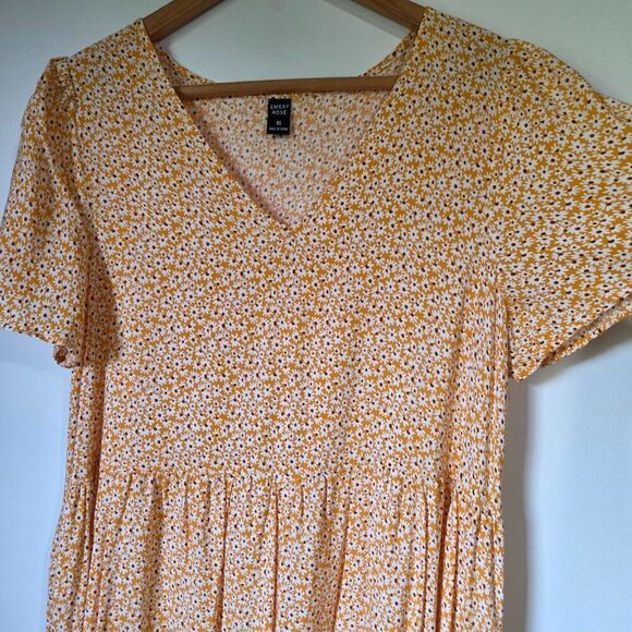 EUC LIKE NEW EMERY ROSE YELLOW DAISY PRINT FLORAL V NECK TIERED MAXI DRESS SZ XL - Picture 5 of 15